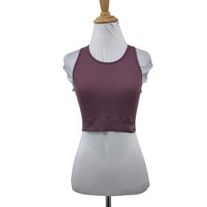 Ryka Sports Bra Women M Medium Foxglove Ribbed Strappy Back Crew Neck Unpadded